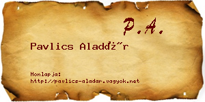 Pavlics Aladár névjegykártya